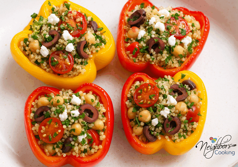 Stuffed bell peppers with quinoa and vegetables.